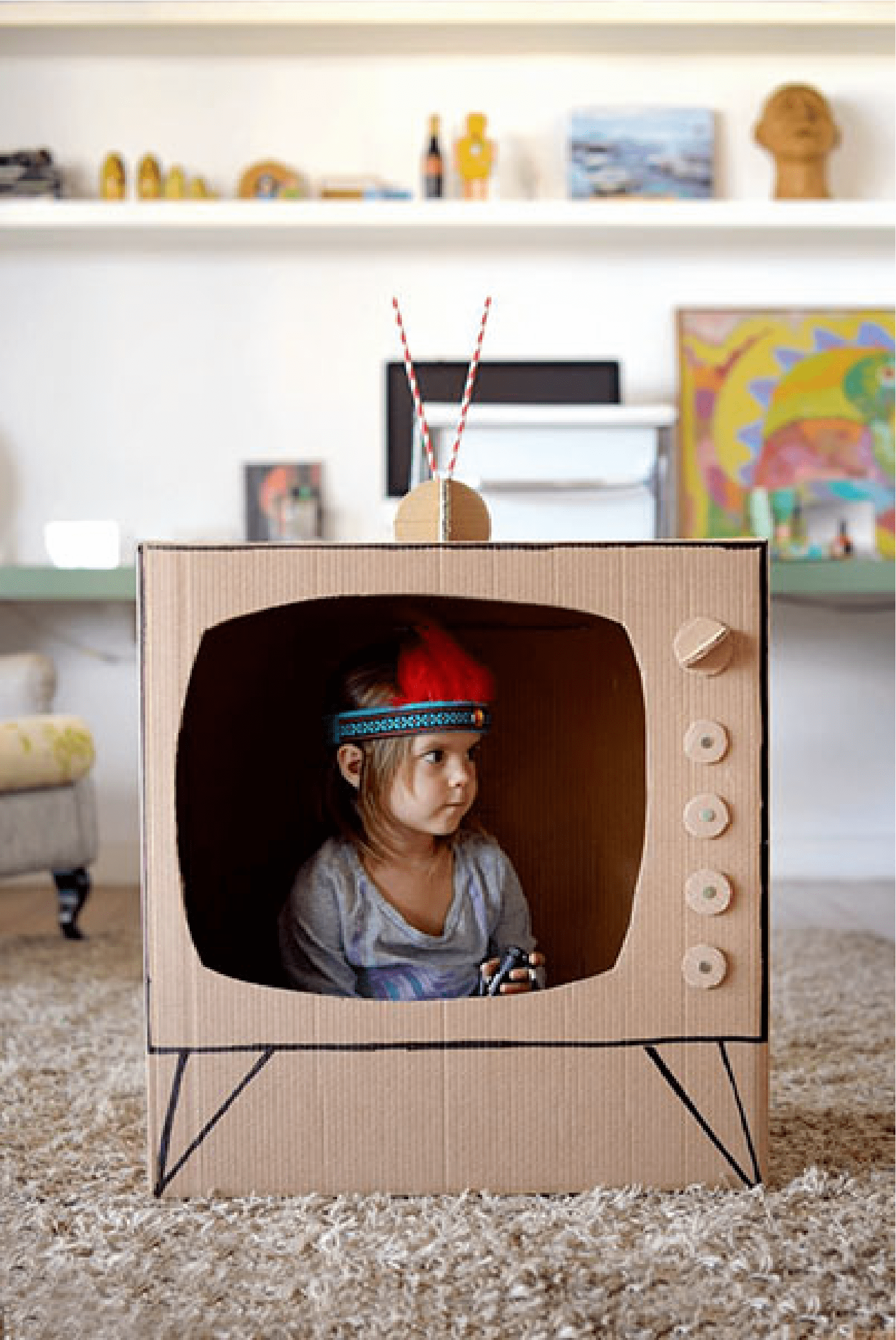 kids inside tv box for entertainment